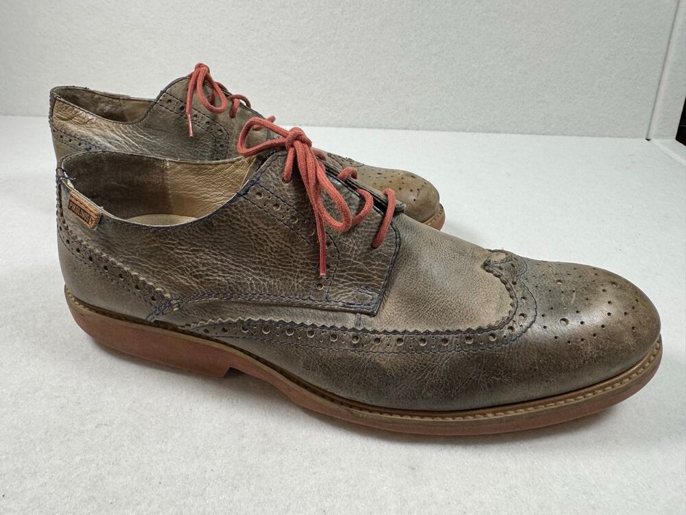 Pikolinos Glasgow Wingtip Full Grain Leather Brogue Oxfords Onyx Beige 12 EU45